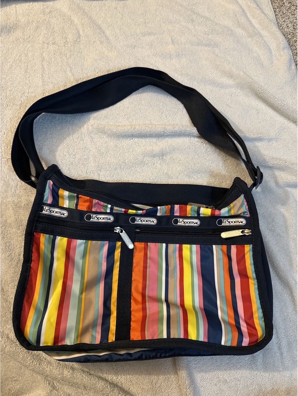 Y2K rainbow LeSportsac Multicolor Striped Crossbody Shoulder Bag
